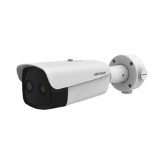 HIKVISION Bala IP Dual / Térmica 15 mm (384 X 288 ) / Óptico 6 mm (4 Megapixel) / 40 / IP66 / PoE / Termométrica / Detección de Temperatura / MicroSD mts IR MOD: DS-2TD2637T-15/P