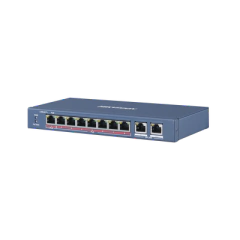 HIKVISION Switch PoE+ / No Administrable / 7 Puertos 10/100 Mbps PoE+(30 W) / 1 Puerto 100 Mbps PoE++ (60 W) / 2 Puertos 10/100/1000 Mbps / PoE hasta 250 metros / 110 W MOD: DS-3E0310HP-E