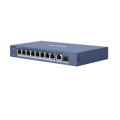 HIKVISION Switch Gigabit PoE+ / No Administrable / 8 Puertos 10/100/1000 Mbps PoE+ / 1 Puerto 10/100/1000 Mbps de Uplink + 1 Puerto SFP / 110 W MOD: DS-3E0510P-E