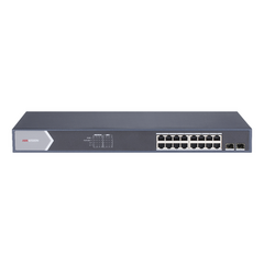 HIKVISION Switch Gigabit PoE+ / No Administrable / 16 puertos 10/100/1000 Mbps PoE+ / 2 puertos SFP de Uplink / 125 Watts MOD: DS-3E0518P-E/M
