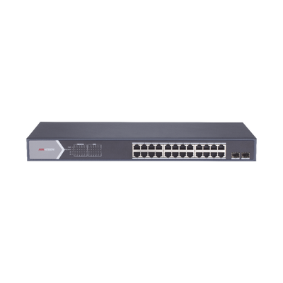 HIKVISION Switch Gigabit PoE+ / No Administrable / 24 Puertos 10/100/1000 Mbps PoE+ / 2 Puertos SFP Uplink / 225 W MOD: DS-3E0526P-E/M