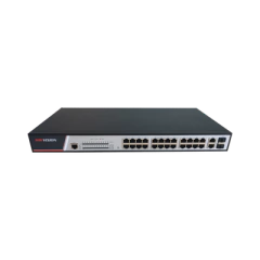 HIKVISION Switch PoE+ / Administrable / 24 puertos 10/100 Mbps PoE+ / 2 puertos 10/100/1000 Mbps + 2 puertos SFP de Uplink / 380 W MOD: DS-3E2326P