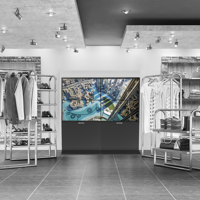 HIKVISION Kit Videowall Comercial 2X2 / Incluye 4 Pantallas 55" / Controlador de 2 Entradas HDMI / Base de Piso MOD: DS-CW2X2LUY-55