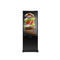 HIKVISION Monitor LED de 43" con Resolución 4K para Publicidad Digital con Apariencia Metálica / Base para Piso / Altavoz Integrada / WiFi / 1 Puerto LAN / Android 8.1 / Uso 24/7 MOD: DS-D6043UL-B/S