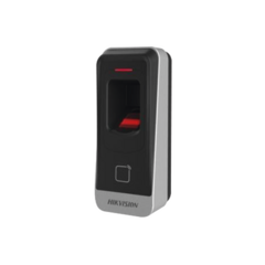 HIKVISION Lector esclavo MIFARE IP65 / Huella Digital / Lector de Tarjetas de Proximidad / RS-485 / Interior y Exterior / Requiere Panel de Control de Acceso DS-K2604,02,01 MOD: DS-K1201A-MF
