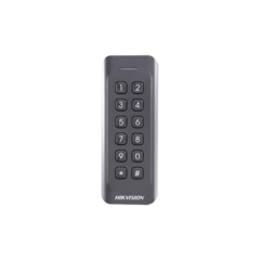 HIKVISION Lector de Tarjetas PROX EM y Contraseñas / Exterior IP65 / Wiegand / Compatible con Cualquier Panel / PERFIL DELGADO y ESTETICO / Indicador LED MOD: DS-K1802EK