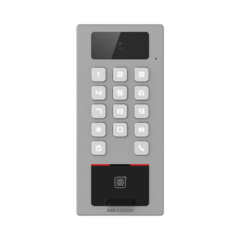 HIKVISION Lector Biometrico con Teclado para Exterior Antivandálico IP65 & IK09 con función de Videoportero Multiapartamento / Huella, Tarjeta, Código QR, PIN o App HikConnect / Cámara 2 MP compatible con DVRs y NVRs MOD: DS-K1T502DBFWX-C