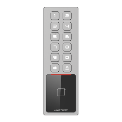HIKVISION Teclado Exterior Antivandálico IP65 & IK08 / Administrable en la Nube / Alta y Baja de Passwords Remotamente con Horarios / Acceso por PIN o Tarjeta MIFARE DS-K1T805MX