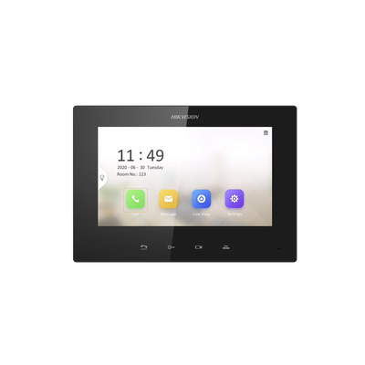 HIKVISION Monitor IP Lite TOUCH 7" para Videoportero IP / Vídeo en Vivo / PoE Estándar / Apertura Remota / Llamada Entre Monitores / Audio de dos vías MOD: DS-KH6320-LE1(B)