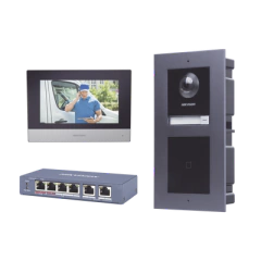 HIKVISION KIT de Videoportero IP con llamada a App de Smartphone y Lector de Tarjetas EM / 2da Generación (Modular) / Montaje para EMPOTRAR incluido DSKIS601-V2