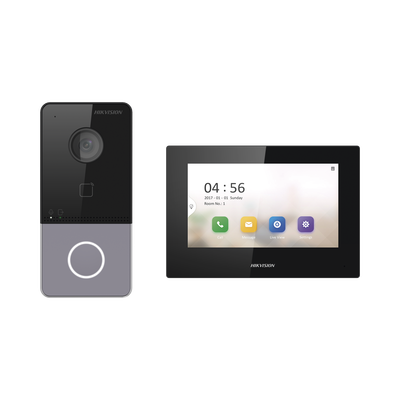 HIKVISION Kit de Videoportero IP LITE con llamada a App de Smartphone (Hik-Connect) / Apertura con tarjeta / PoE Estándar / Frente de Calle IP65 MOD: DS-KIS605-PL(B)