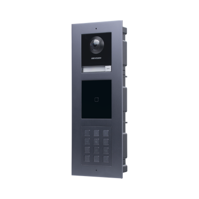 HIKVISION Videoportero IP MULTIAPARTAMENTO con llamada a App de Smartphone y Lector de Tarjetas EM / 2da Generación (Modular) / Montaje para EMPOTRAR incluido / Apertura con CONTRASEÑAS y TARJETAS MOD: DSKIS-MULTI-254AP