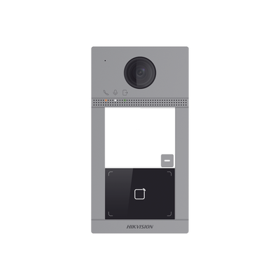 HIKVISION Videoportero IP 2 Megapixel / Llamada y Apertura Remota desde App Hik-Connect / PoE / Exterior IP65 + Antivandalico IK08 / 1 Departamento / Apertura con Tarjeta / Soporta 2 Puertas y hasta 6 Monitores DS-KV8113-WME1(B)