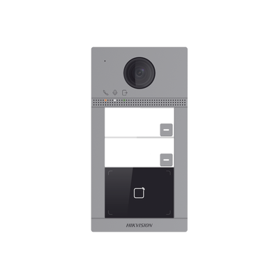 HIKVISION Videoportero IP 2 Megapixel / Llamada y Apertura Remota desde App Hik-Connect / PoE / Exterior IP65 + Antivandalico IK08 / 2 Departamentos / Apertura con Tarjeta / Soporta 2 Puertas y hasta 6 Monitores DS-KV8213-WME1(C)