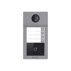 HIKVISION Videoportero IP WIFI (IP65 + IK08) con Llamada y apertura desde APP Hik-Connect / Soporta 4 Departamentos / PoE Estandar / Interfaz WEB para configuración / 2 puertas MOD: DS-KV8413-WME1
