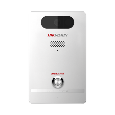 HIKVISION Estación de Alarma de Pánico / Cámara de 2 Megapixel / Micrófono Integrado / Exterior IP65 / Protección IK10 / PoE / 10 mts IR / Compible con Hik-Connect / Entradas y Salidas de Alarma DS-PEAP-CV1(B)