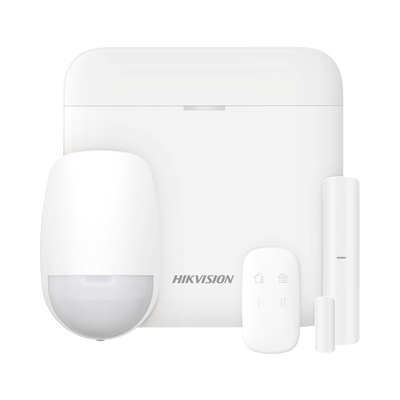 HIKVISION (AX PRO) KIT de Alarma AX PRO con GSM (3G/4G) / Incluye: 1 Hub con bateria de respaldo / 1 Sensor PIR / 1 Contacto Magnético / 1 Control Remoto / Wi-Fi / Compatible con Hik-Connect P2P MOD: DS-PWA48-KS