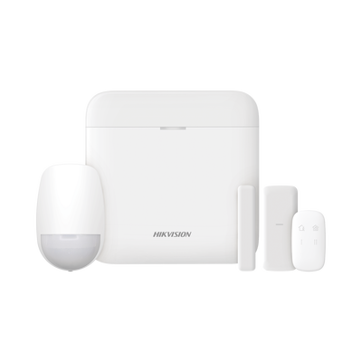 HIKVISION (AX PRO) KIT de Alarma AX PRO / Incluye: 1 Hub con bateria de respaldo / 1 Sensor PIR / 1 Contacto Magnético slim / 1 Control Remoto / WiFi / Compatible con Hik-Connect P2P MOD: DS-PWA48-KSLIM
