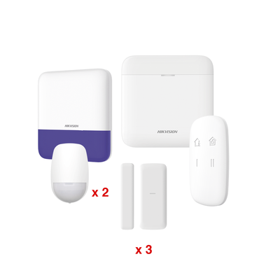 HIKVISION (AX PRO) KIT de Alarma AXP RO / Incluye: 1 Hub con bateria de respaldo / 2 Sensores PIR / 3 Contactos Magnéticos mini / 1 Control Remoto / 1 Sirena Inalambrica Exterior / WiFi / Compatible con Hik-Connect P2P MOD: DS-PWA48-KV2