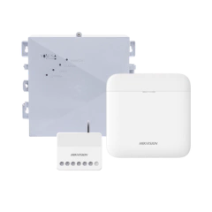 HIKVISION (AX PRO + YONUSA) KIT de Alarma AX PRO / Incluye: 1 Hub con bateria de respaldo / 1 Energizador 2500Mts Lineales / 1 Relevador 0 a 36 Vcc (Max. 5 A) con Entrada de Alarma 27/7 MOD: DS-PWA48-SYSNG