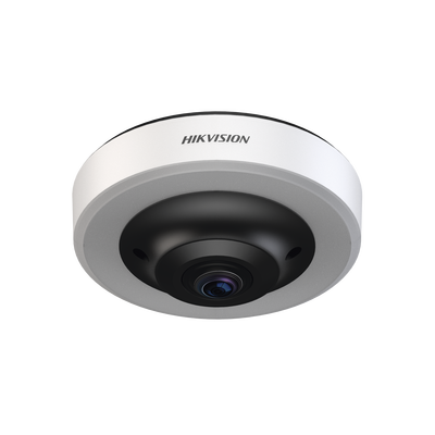 HIKVISION Fisheye IP 12 Megapixel (4K) / Para Detección de Espacios de Estacionamiento / 16 Espacios Ocupados o Libres / Interior / PoE / Color Azul y Rojo / IA Integrado MOD: DS-TCPC06-EP