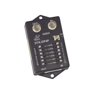 DITEK Protector para alimentación, datos y video para cámara PTZ de 12 Vcc-24 Vca, conector BNC y terminal MOD: DTK-DP4P