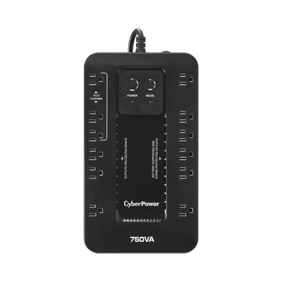 CYBERPOWER UPS de 750 VA/450 W, Topología Standby con Modo Ahorrador ECO, Entrada 120 Vca NEMA 5-15P, Con 12 Tomas NEMA 5-15R MOD: EC750G