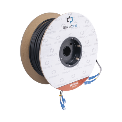 LINKEDPRO BY EPCOM Carrete de Fibra Óptica Monomodo con conectores SC-SC Duplex, Reforzada con Kevlar, de 100 metros MOD: EF-100-SC