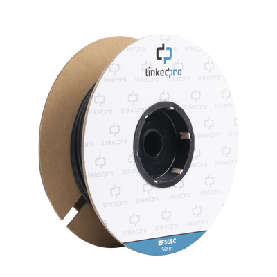 LINKEDPRO BY EPCOM Carrete de Fibra Óptica Monomodo con conectores SC-SC Duplex, Reforzada con Kevlar, de 50 metros MOD: EF-50-SC