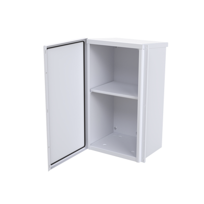 EPCOM INDUSTRIAL Gabinete Acero Galv. para 2 Baterías PL110D12 (400 x 730 x 300mm). Puerta Sin Ventilación. Acc. para piso o poste No incluidos. MOD: EI-PCB-4073-30SD-R2