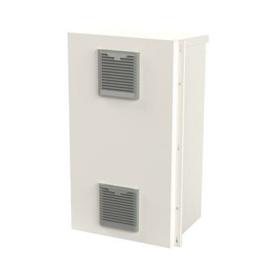 EPCOM INDUSTRIAL Gabinete Acero Galv. para 2 Baterías PL110D12 (400 x 730 x 300mm). Puerta Ventilada. Acc. para piso o poste No incluidos. MOD: EI-PCB-40-73-30VDK