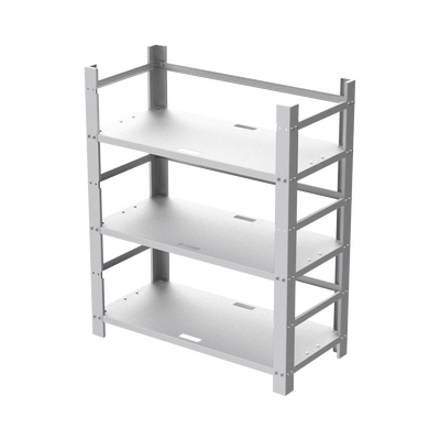 EPCOM INDUSTRIAL Estante Galvanizado de 3 Niveles para Instalación de 12 Baterías de Ciclo Profundo Similares a la PL-110-D12. MOD: EI-RACK-12BAT