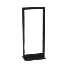 LINKEDPRO BY EPCOM Rack de 2 Postes (Doble Perforación), Estándar 19", 24 Unidades, Fabricado en Acero, Base "L" para Anclar a Piso. MOD: EI-RL-5524-DR