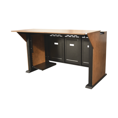 EPCOM INDUSTRIAL Estación Mobiliaria Profesional de Monitoreo y Control / Videovigilancia / Acceso / Alarmas / Etc... / Metal Negro y Madera Tono Claro MOD: EM-S01