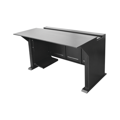 EPCOM INDUSTRIAL Estación Mobiliaria Profesional de Monitoreo y Control / Videovigilancia / Acceso / Alarmas / Etc... / Metal Negro y Madera Tono Oscuro MOD: EM-S02