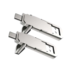 HIKVISION Kit de 2 Memorias USB Dual de 128GB / USB-C y USB-A / Transferencia de Alta Velocidad / Metálica / Compatible con Dispositivos Móviles, Windows, Mac y Linux MOD: ENGINE/128GBX2
