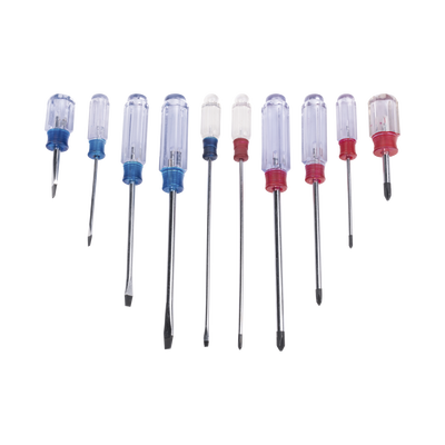 EPCOM POWERLINE Juego de 10 Desarmadores Mango Plástico (Uso Ligero), Puntas magnética, 5 Puntas Planas (-) y 5 Puntas Phillips. (+) MOD: EP-970A