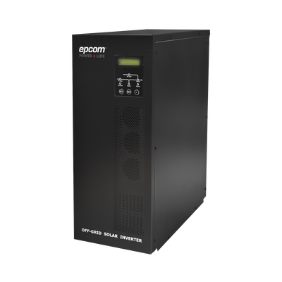 EPCOM POWERLINE Inversor / Cargador para sistemas tipo isla de 192Vcc/120VCA de 3000W onda sinusoidal pura con controlador MPPT. Administre una fuente fotovoltaica, la red eléctrica y recargue su banco de baterías y su consumo sin problemas. MOD: EPI-3000-192