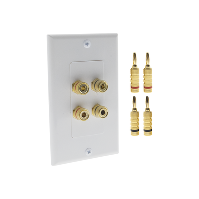 EPCOM PROAUDIO KIT 1 Placa de Pared + 2 Pares Conectores Banana (Rojo+Negro) | Postes de Unión Tipo Banana | Conexión para 2 Altavoces | Fácil Instalación | Conectores Chapados en Oro MOD: EPWP2SKIT