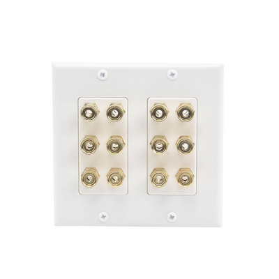 EPCOM PROAUDIO Placa de Pared | Postes de Unión Tipo Banana | Conexión para 6 Altavoces | Fácil Instalación | Conectores Chapados en Oro MOD: EP-WP6S