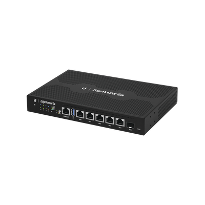 UBIQUITI NETWORKS EdgeRouter 6 PoE pasivo 24 V, con 5 puertos 10/100/1000 Mbps + 1 puerto SFP, con funciones avanzadas de ruteo MOD: ER-6P