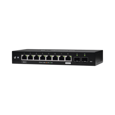 UBIQUITI NETWORKS EdgeSwitch 10X Administrable de 8 Puertos Gigabit, PoE Passthrough + 2 Puertos SFP MOD: ES-10X