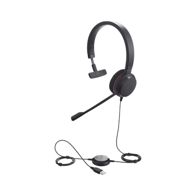 JABRA Jabra Evolve 20 Mono con conexión USB, micrófono con cancelación de ruido de ultima generación, configuración Plug and Play (4993-829-209) MOD: EVOLVE-20-MONO-UC