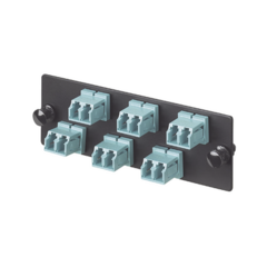PANDUIT Placa Acopladora de Fibra Optica FAP, Con 6 Conectores LC Duplex (12 Fibras), Para Fibra Multimodo OM3/OM4, Color Aqua MOD: FAP6WAQDLCZ