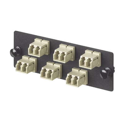 PANDUIT Placa Acopladora de Fibra Optica FAP, Con 6 Conectores LC Duplex (12 Fibras), Para Fibra Multimodo OM1, Color Marfil MOD: FAP6WEIDLCZ