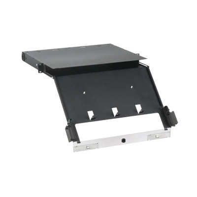 PANDUIT Panel de Distribución de Fibra Óptica, Acepta 4 Placas FAP o FMP, Bandeja Deslizable e Inclinable Hacia Abajo, Hasta 96 Fibras, Color Negro, 1UR MOD: FCE1U