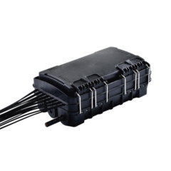 FIBERHOME Caja de Distribución de Fibra Óptica para 24 Empalmes, con 16 acopladores SC/APC simplex, Exterior IP65, Color Negro MOD: FDP-420E