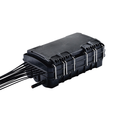 FIBERHOME Caja de Distribución de Fibra Óptica para 24 Empalmes, con 16 acopladores SC/APC simplex, Exterior IP65, Color Negro MOD: FDP-420E
