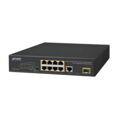 PLANET Switch no Administrable 8 puertos 10/100 PoE 802.3af/at 135W, 1 puerto Uplink 10/100/1000 y 1 SFP 100/1000 para escritorio MOD: FGSD-1011HP
