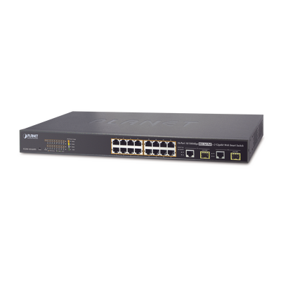 PLANET Switch Administrable L2 de 16 Puertos PoE+ y 2 Puertos Compartidos Gigabit TP/SFP MOD: FGSW-1816HPS